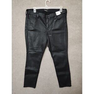 Express Coated Ankle Legging Jeans Womens 16 Black Stretch NEW